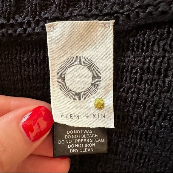 Akemi + Kin by Anthropologie Black Oversized Open Front Knit Cardigan - Picture 9 of 12